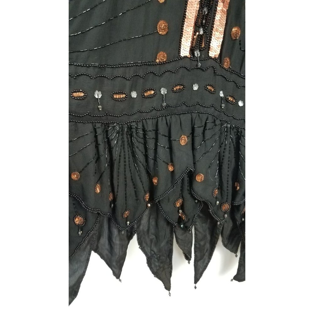Vintage Judith Ann Creations Sz. M Sequin & Silk Long Length Jacket & Dress Set - Picture 11 of 13